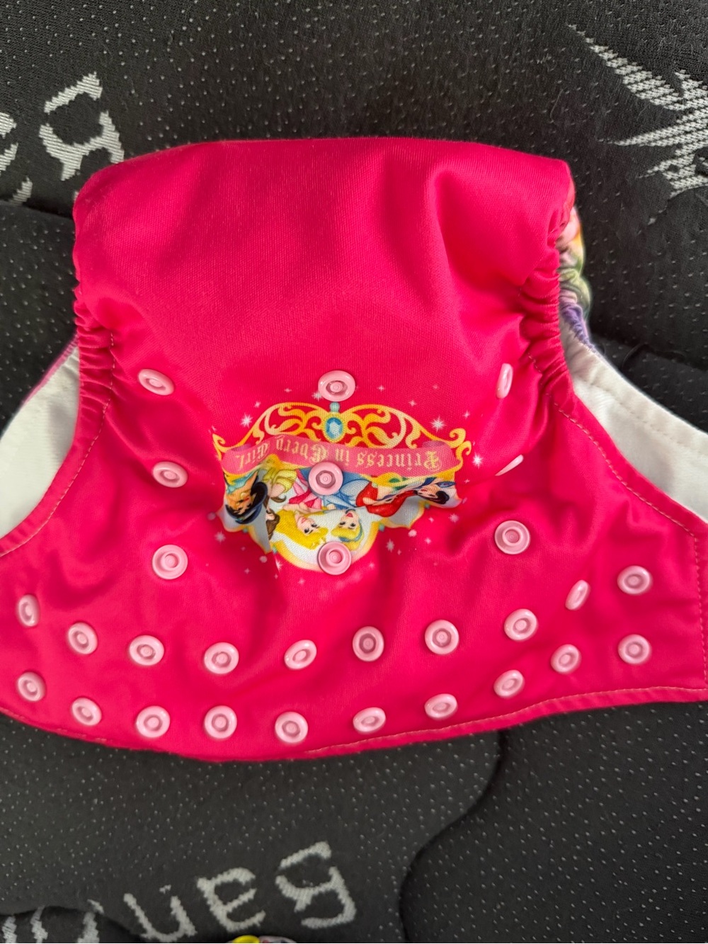 Girls Hot Pink Princess Swim Diaper Cover with Adjustable Snaps